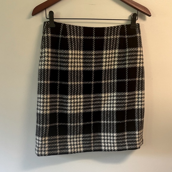 Eddie Bauer Black and White Checkered Pencil Skirt wool size 6 - Picture 1 of 7